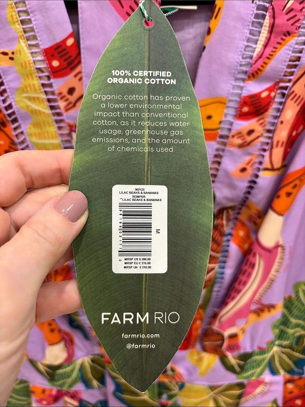 Farm Rio Lilac Beaks & Bananas V Neck Romper Organic Cotton Purple & Multicolor - Picture 4 of 7